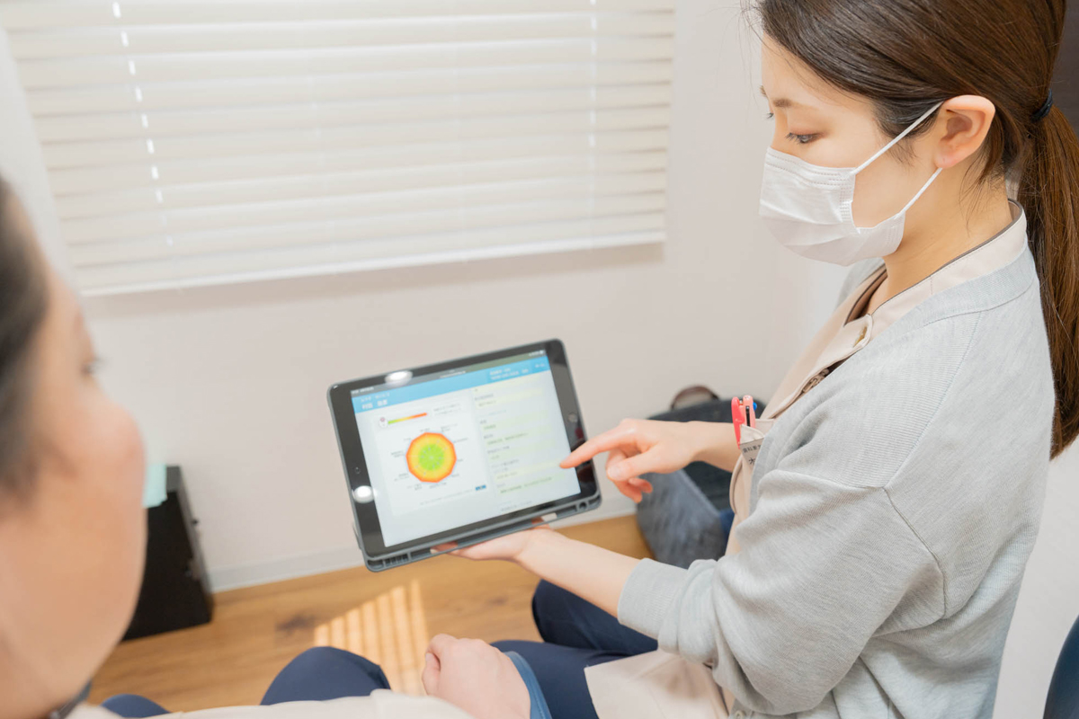 チェアサイドでの患者教育写真